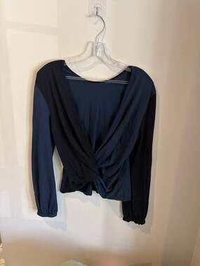 AG Adriano Goldschmied Midnight Berlin Twist Low-V Long Sleeve Top size S